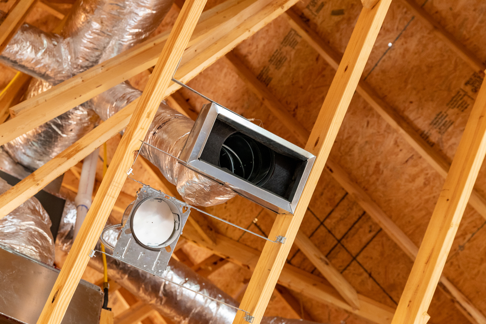 Ductwork and vents in a new construction home.